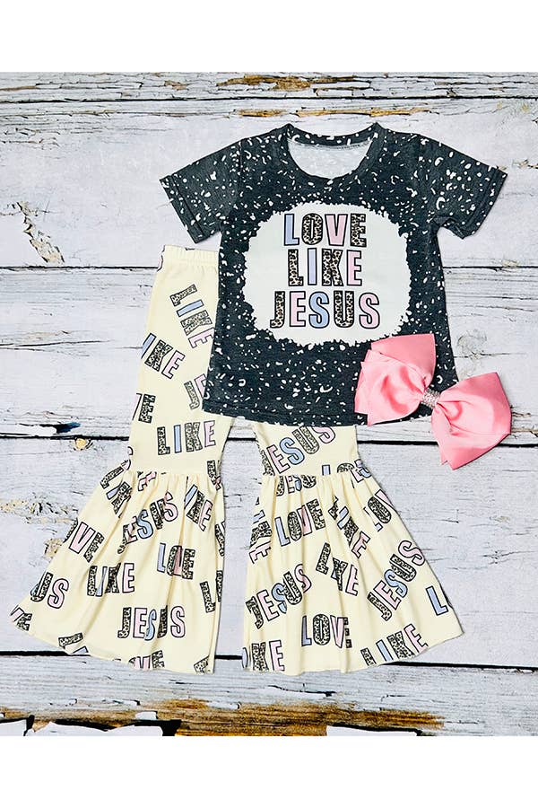 "LOVE LIKE JESUS" top and bell bottoms 2pc girls set