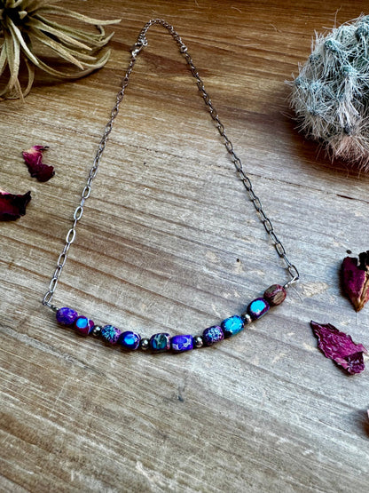 16 inch chain choker and Verascite sea sediment and sterling silver