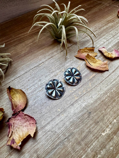 Concho Stud Earrings – Sterling Silver