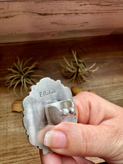 Adjustable Cluster Ring – Purple Spiny Oyster & Sonoran Gold by E. Richards, Native Made