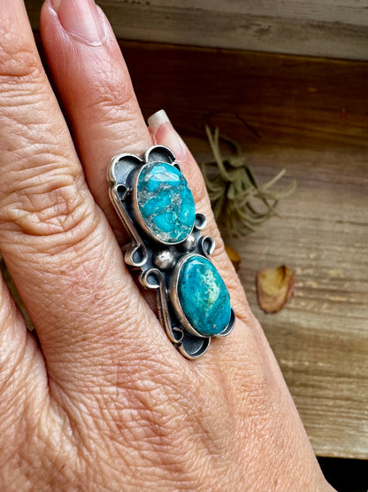2-Stone Turquoise Adjustable Ring – Native Made