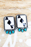 Ace High Silvertone Earrings